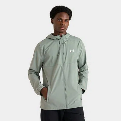Under Armour Men's Lock-up Woven Full-zip Jacket In Silica Green/white