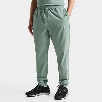Under Armour Men's Lock-up Woven Track Pants In Silica Green/white