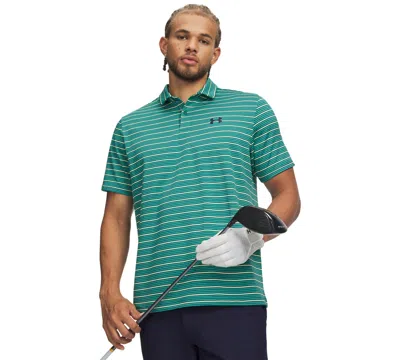 Under Armour Men's Matchplay Stripe Polo Shirt In Green
