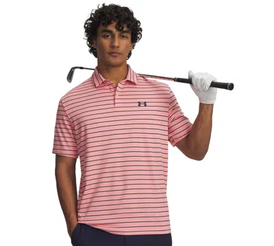 Under Armour Men's Matchplay Stripe Polo Shirt In Pink