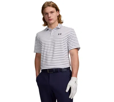 Under Armour Men's Matchplay Stripe Polo Shirt In White