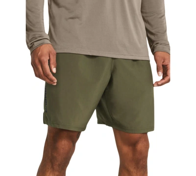 Under Armour Men's Moisture-wicking Logo-print 8-1/4" Tech Shorts In Marine Od Green,black