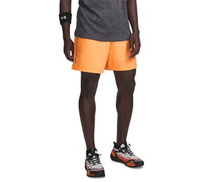 Under Armour Men's Moisture-wicking Logo-print 8-1/4" Tech Shorts In Orange