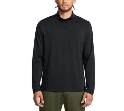 Under Armour Men's Motion Regular-fit 4-way Stretch 1/4-zip Sweatshirt In Black,castlerock