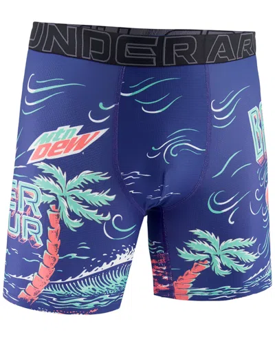 Under Armour Men's Mountain Dew Printed Performance Tech Mesh 6" Boxer Briefs In Blue
