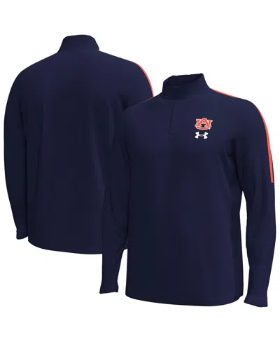 Under Armour Men's Navy Auburn Tigers Playoff Performance Quarter-zip Sweatshirt In Blue