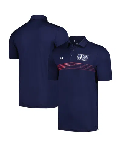 Under Armour Men's Navy Jackson State Tigers Tee To Green Stripe Polo