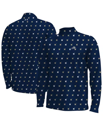 Under Armour Men's Navy Midshipmen Gameday Armourfuse Half-zip Sweatshirt In Blue