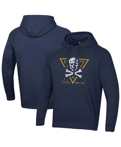 Under Armour Navy Navy Midshipmen Jolly Rogers Rival Fleece Pullover Hoodie In Blue