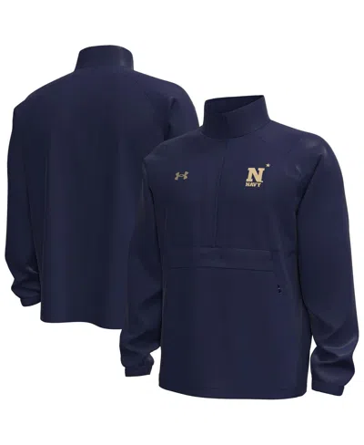 Under Armour Men's Navy Midshipmen Unstoppable Woven Anorak Storm Tech Half-zip Jacket Hoodie In Animal Print