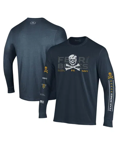 Under Armour Men's Navy Navy Midshipmen 2024 Rivalry Skull Performance Long Sleeve T-shirt