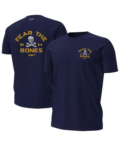 Under Armour Men's Navy Navy Midshipmen Distressed Jolly Rogers T-shirt In Blue