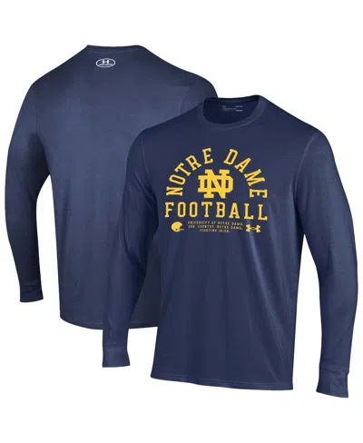 Under Armour Men's Navy Notre Dame Fighting Irish 2025 Sideline Football Performance Cotton Long Sleeve T-shirt In Blue