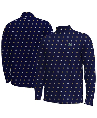 Under Armour Men's Navy Notre Dame Fighting Irish Gameday Armourfuse Half-zip Jacket In Blue