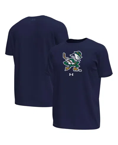 Under Armour Men's Navy Notre Dame Fighting Irish Hockey Leprechaun Tech Stretch T-shirt In Black