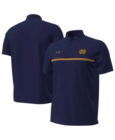 Under Armour Men's Navy Notre Dame Fighting Irish Performance Drive Chest Stripe Polo Shirt In Blue