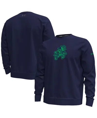 Under Armour Men's Navy Notre Dame Fighting Irish Sporting Leprechaun Unstoppable Fleece Sweatshirt In Blue