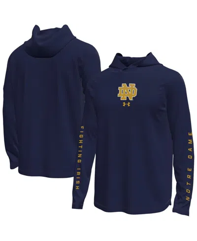 Under Armour Men's Navy Notre Dame Fighting Irish Tech Stretch Long-sleeve Hooded T-shirt In Blue