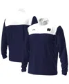 Under Armour Men's Navy/white Notre Dame Fighting Irish Green Blocked Quarter-zip Pullover In Blue