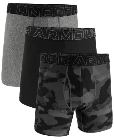 Under Armour Men's 3-pack Performance Assorted 6" Boxer Briefs In Black Neo Camo