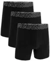 Under Armour Men's 3-pack Performance Solid 6" Boxer Briefs In Black