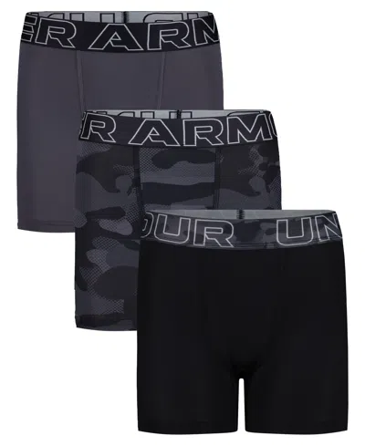 Under Armour Kids' Men's Performance Tech Boxer Briefs, 3-pack In Black