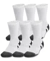Under Armour Mens  Perf Tech 6 Pack Crew Socks In White