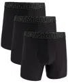 Under Armour Men's 3-pack Performance Solid 6" Boxer Briefs In Black