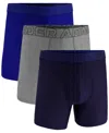 Under Armour Men's 3-pack Performance Tech Mesh 6" Boxer Briefs In Royal