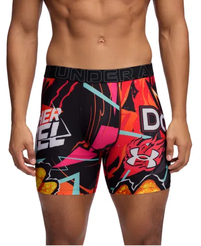 Under Armour Men's Performance Tech Mesh Graphic 6" Boxer Briefs In Black