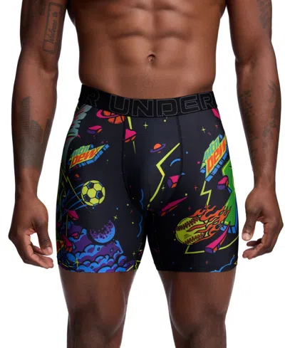 Under Armour Men's Performance Tech Mesh Graphic 6" Boxer Briefs In Black