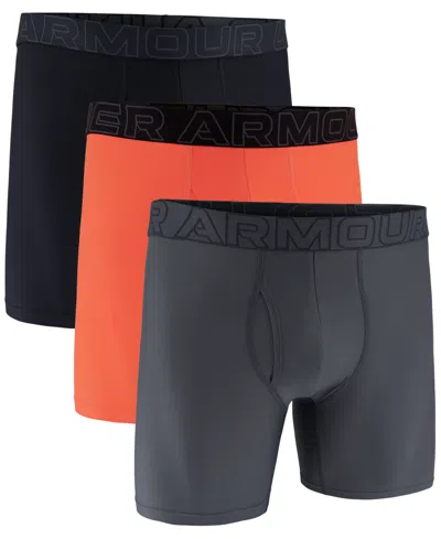 Under Armour Men's Performance Tech Mesh Solid 6" Boxer Briefs In Fire