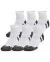 Under Armour Men's Performance Tech Quarter Socks In 101 White