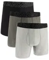 Under Armour Men's 3-pack Performance Tech Solid 6" Boxer Briefs In Steel Htr