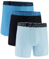 Under Armour Men's 3-pack Performance Tech Solid 6" Boxer Briefs In Stream