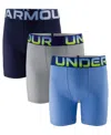Under Armour Men's Performance Tech Solid Boxer Briefs, 3-pack In Blue