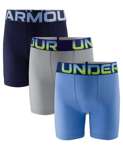 Under Armour Kids' Men's Performance Tech Solid Boxer Briefs, 3-pack In Blue