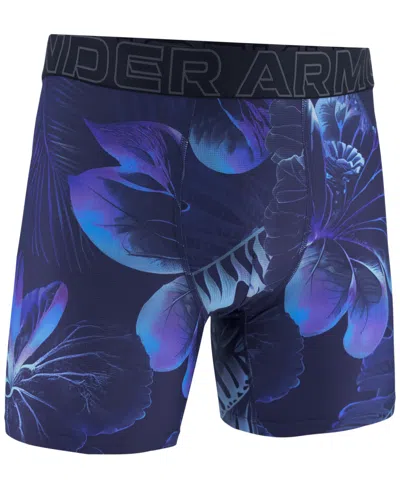 Under Armour Men's Printed Performance Tech Mesh 6" Boxer Briefs In Purple