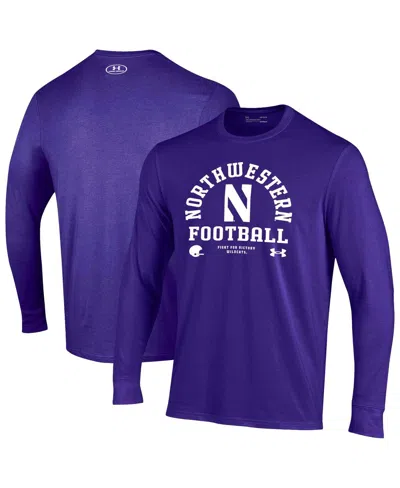 Under Armour Men's Purple Northwestern Wildcats 2025 Sideline Football Performance Cotton Long Sleeve T-shirt In Blue