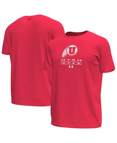 Under Armour Men's Red Utah Utes Stack Stretch Performance T-shirt