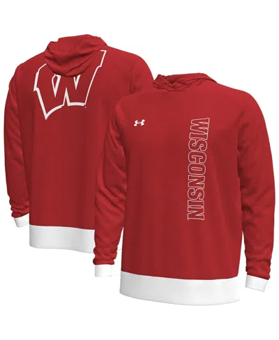 Under Armour Red Wisconsin Badgers 2024 On-court Shootaround Long Sleeve Hoodie T-shirt