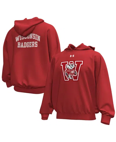 Under Armour Men's Red Wisconsin Badgers Throwback Icon Fleece Pullover Hoodie
