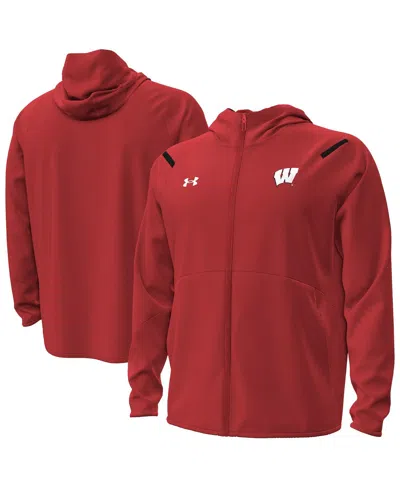 Under Armour Men's Red Wisconsin Badgers Unstoppable Performance Fleece Hoodieâ Half-zip Jacket