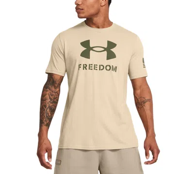 Under Armour Men's Relaxed Fit Freedom Logo Short Sleeve T-shirt In Desert Sand,marine Od Green