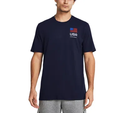Under Armour Men's Relaxed Fit Freedom Logo Short Sleeve T-shirt In Midnight Navy,steel
