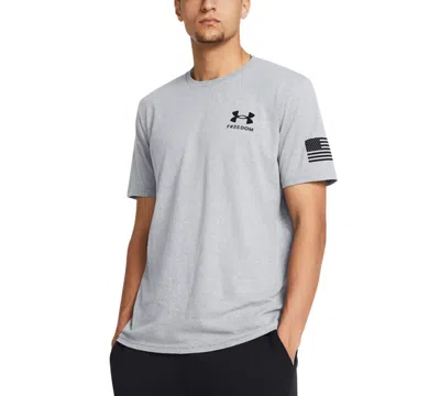 Under Armour Men's Relaxed Fit Freedom Logo Short Sleeve T-shirt In Steel Light Heather,black