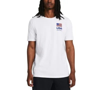 Under Armour Men's Relaxed Fit Freedom Logo Short Sleeve T-shirt In White,team Royal