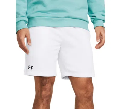Under Armour Men's Rival Fleece 10" Drawstring Shorts In White