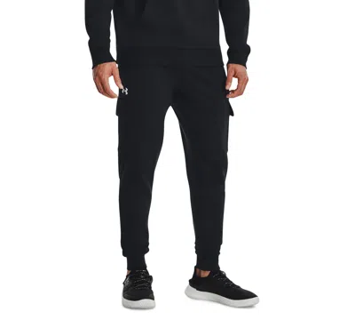 Under Armour Men's Rival Fleece Cargo Jogger Pants In Black,wht