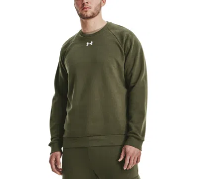Under Armour Men's Rival Fleece Crewneck Sweatshirt In Marine Od Green,white